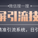 微信搜一搜霸屏引流技术，打造被动精准引流系统，轻松日引300+流量