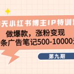 28天小红书博主IP特训营《第9期》做爆款，涨粉变现 单条广告笔记500-10000