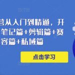 小红书电商运营从入门到精通，开店篇+选品篇+笔记篇+剪辑篇+赛道篇+内容篇+私域篇