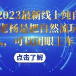 久久疯牛2023最新线上纯自然流起号课程，老杨是把自然流玩明白的人，可以闭眼上车