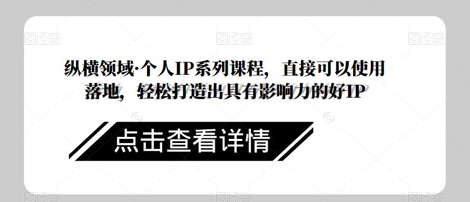 纵横领域·个人IP系列课程直接可以使用落地轻松打造出具有影响力的好IP