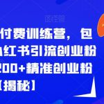 2023知识付费训练营，包含最新的小红书引流创业粉思路日引200+精准创业粉【揭秘】