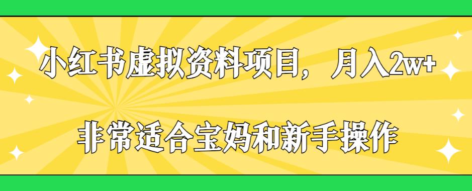 小红书虚拟资料项目月入2w+非常适合宝妈和新手操作【揭秘】