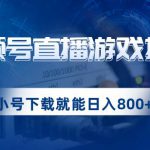 视频号游戏直播推广，用小号点进去下载就能日入800+的蓝海项目【揭秘】