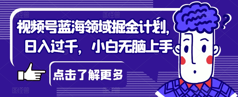 视频号蓝海领域掘金计划日入过千小白无脑上手【揭秘】