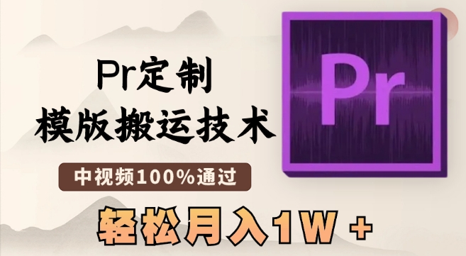 最新Pr定制模版搬运技术中视频100%通过几分钟一条视频轻松月入1W＋【揭秘】