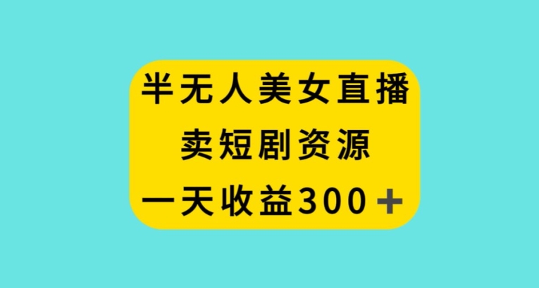 半无人美女直播卖短剧资源一天收益300+【揭秘】