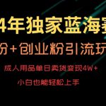 2024年独家蓝海赛道，成人用品单日卖货变现4W+，男粉+创业粉引流玩法，不愁搞不到流量【揭秘】