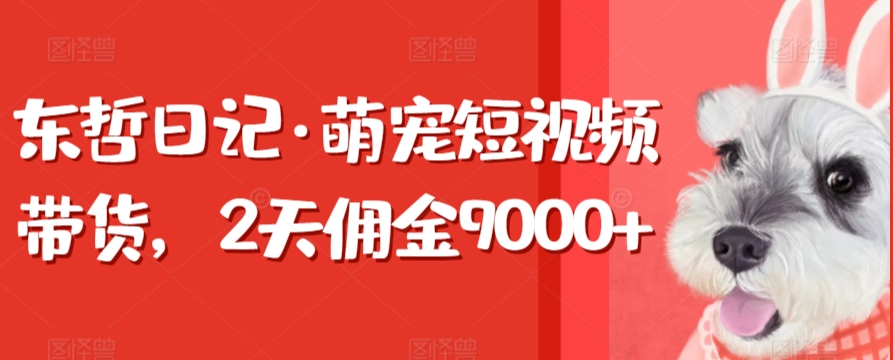 东哲日记·萌宠短视频带货2天佣金9000+