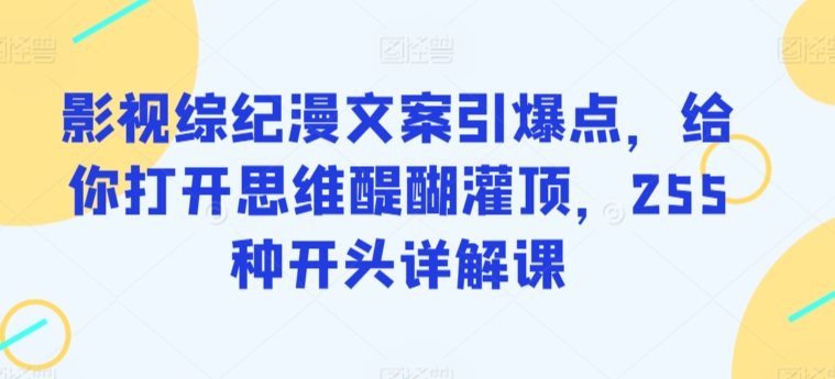 影视综纪漫文案引爆点给你打开思维醍醐灌顶255种开头详解课