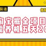 淘宝掘金项目，不需养机，五天20+，每天只需要花三四个小时【揭秘】