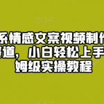 爆火治愈系情感文案视频制作，流量密码，冷门赛道，小白轻松上手月入过万保姆级实操教程【揭秘】