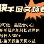 24年最新快手图文带货项目，零粉可做，不用剪辑轻松过原创单号轻松日入300+【揭秘】