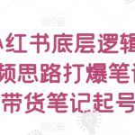 提高小红书底层逻辑认知+短视频思路打爆笔记+纯带货笔记起号