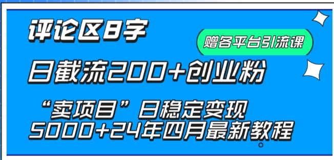 抖音评论区8字日截流200+创业粉 “卖项目”日稳定变现5000+【揭秘】（抖音评论8是什么意思）-拾希学社