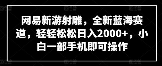 网易新游射雕，全新蓝海赛道，轻轻松松日入2000+，小白一部手机即可操作【揭秘】（好玩的网易射击游戏）-拾希学社