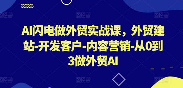 AI闪电做外贸实战课​外贸建站-开发客户-内容营销-从0到3做外贸AI