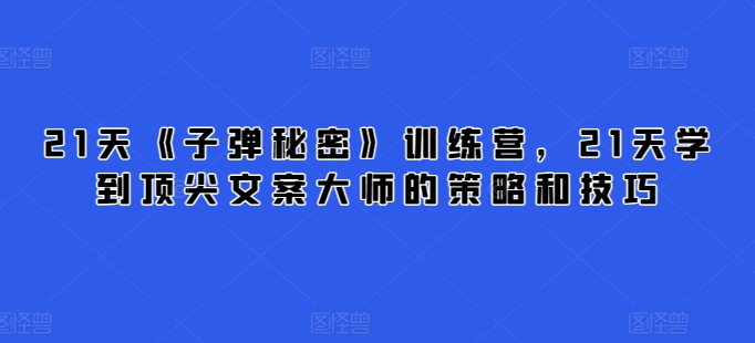 21天《子弹秘密》训练营，21天学到顶尖文案大师的策略和技巧（子弹jia）-拾希学社