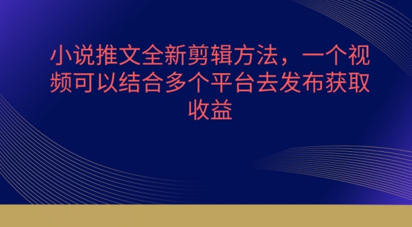 小说推文全新剪辑方法一个视频可以结合多个平台去发布获取【揭秘】