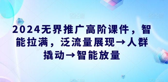 2024无界推广高阶课件智能拉满泛流量展现→人群撬动→智能放量