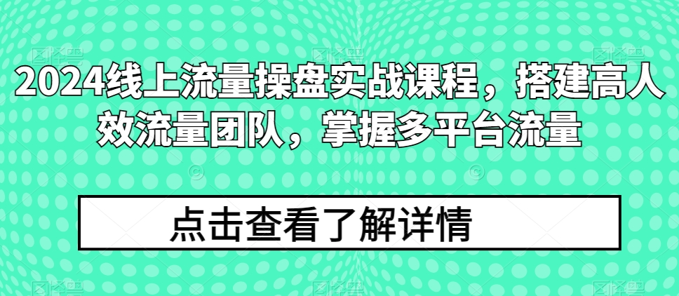 2024线上流量操盘实战课程搭建高人效流量团队掌握多平台流量