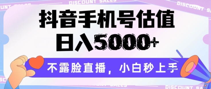 抖音手机号估值日入5000+不露脸直播小白秒上手【揭秘】