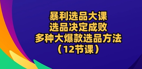 暴利选品大课：选品决定成败，教你多种大爆款选品方法(12节课)（如何选爆品）-拾希学社