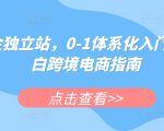 掘金独立站，0-1体系化入门，小白跨境电商指南