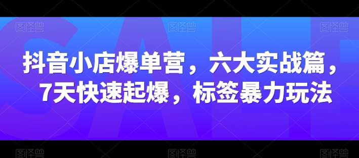 抖音小店爆单营六大实战篇7天快速起爆标签暴力玩法