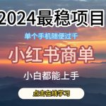 2024最稳蓝海项目，小红书商单项目，没有之一【揭秘】