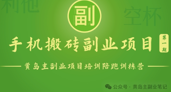 手机搬砖小副业项目训练营1.0实测1小时收益50+一部手机轻松日入100+