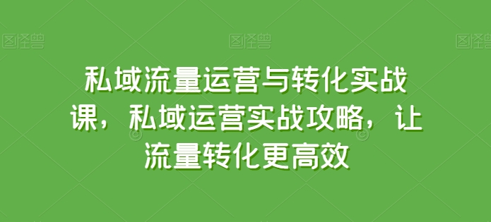 私域流量运营与转化实战课，私域运营实战攻略，让流量转化更高效（私域流量和裂变营销是传销吗）-拾希学社