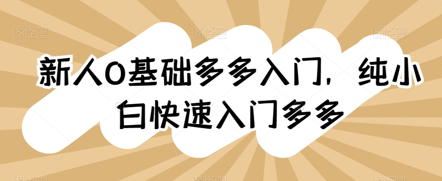 新人0基础多多入门，​纯小白快速入门多多（请多多指教下一句怎么说）-拾希学社