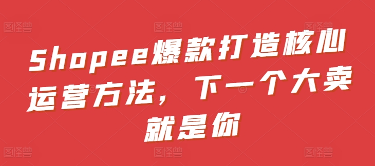 Shopee爆款打造核心运营方法，下一个大卖就是你（做shopee运营前景如何）-拾希学社