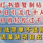 小红书靠复制粘贴单日引流几十人目收轻松过千，方法简单不违规【揭秘】