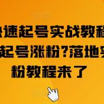 抖音快速起号实战教程，如何快速起号涨粉?落地实战涨粉教程来了