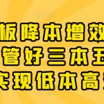 老板降本增效20讲，管好三本五效，实现低本高效