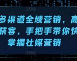 海外多渠道全域营销，高效引流获客，手把手带你快速掌握社媒营销