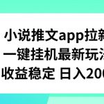 小说推文APP拉新，一键挂JI新玩法，收益稳定日入200+【揭秘】