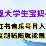 暑假大学生宝妈福利，小红书音乐号月入5000+，复制粘贴就能赚钱【揭秘】