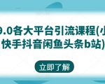 最新9.0各大平台引流课程(小红书快手抖音闲鱼头条b站)