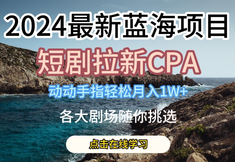 2024最新蓝海项日，短剧拉新CPA，动动手指轻松月入1W，全各大剧场随你挑选【揭秘】（2021新的蓝海项目有什么）-拾希学社