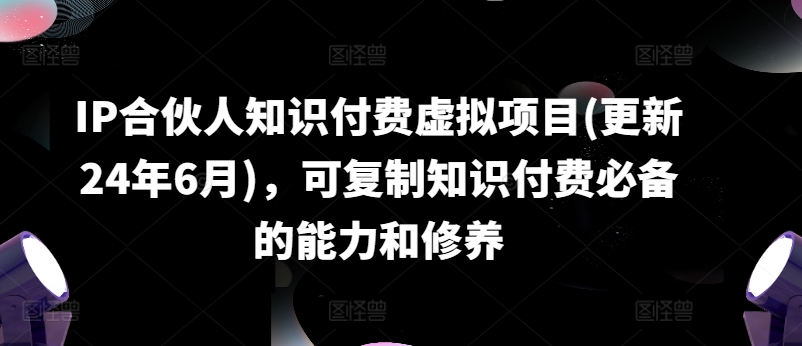 IP合伙人知识付费虚拟项目(更新24年6月)，可复制知识付费必备的能力和修养