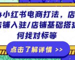 2024小红书电商打法，店前准备/店铺入驻/店铺基础搭建/如何找对标等