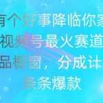 【有个好事降临你家】视频号爆火赛道，商品橱窗，分成计划，条条爆款【揭秘】