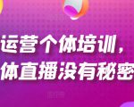 直播运营个体培训，让个体直播没有秘密，起号、货源、单品打爆、投流等玩法