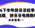 2024下半年拼多多旺季运营指南，拼多多电商教程