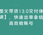 抖音图文带货13.0交付体系课【新课】，快速出单拿结果，高效做账号