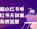 零基础做小红书电商，小红书无货源，小红书系统运营