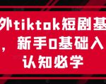 海外tiktok短剧基础课，新手0基础入门认知必学